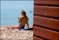 Sunbathing young woman at Budleigh Salterton IMG_0005.JPG