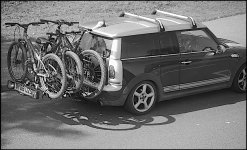 BMW Mini with 3 bicycles on rear carrier P1230914.JPG