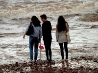 Teenagers at waters edge Sidmouth sea front SL300 DSCF3529.jpg Teenagers at waters edge Sidmouth sea front SL300 DSCF3529.jpg