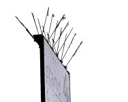 Anti-bird spikes on bus station sign Exeter GX7 P1130399.JPG