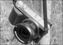 Camera Panasonic GX7 with 12-32 on clothes pole TZ70 P1030602.jpg