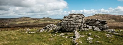 026 Rippon Tor, Saddle Tor & Haytor Rocks (PANO) from Top Tor 01-0847 PS Adj.JPG