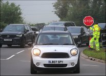 Devon County Show Traffic G9 BMW Mini on roundabout P1014545.jpeg