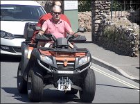 Quad byke in traffic Sidmouth A65 DSC01738.JPG